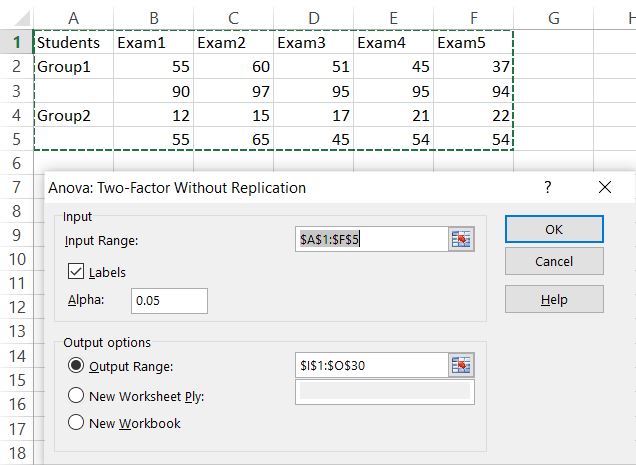 Excel Anova Two Factor With Replication input range