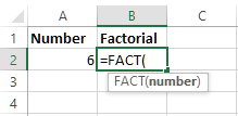 factorial function syntax