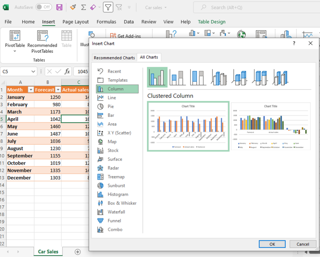 How To Insert a Variance Graph - Best Excel Tutorial