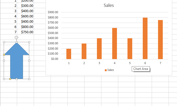 draw arrow chart in Excel