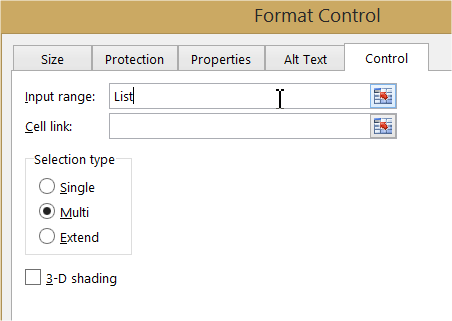 Input Range Format Control