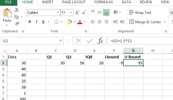 Upper bound of outliers