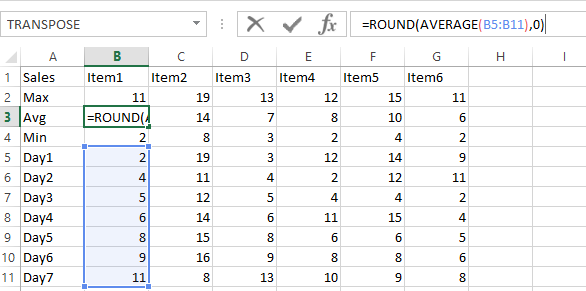 Max Chart round average formula