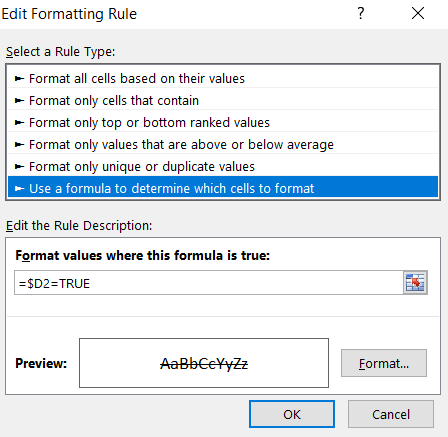 edit conditional formatting