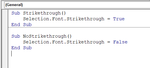 strikethrough vba macros