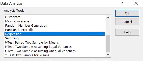 Excel p value Data Analysis Regression