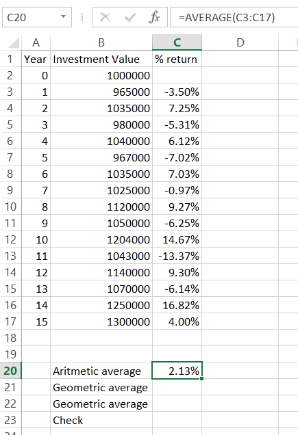 geometric mean aritmetic average