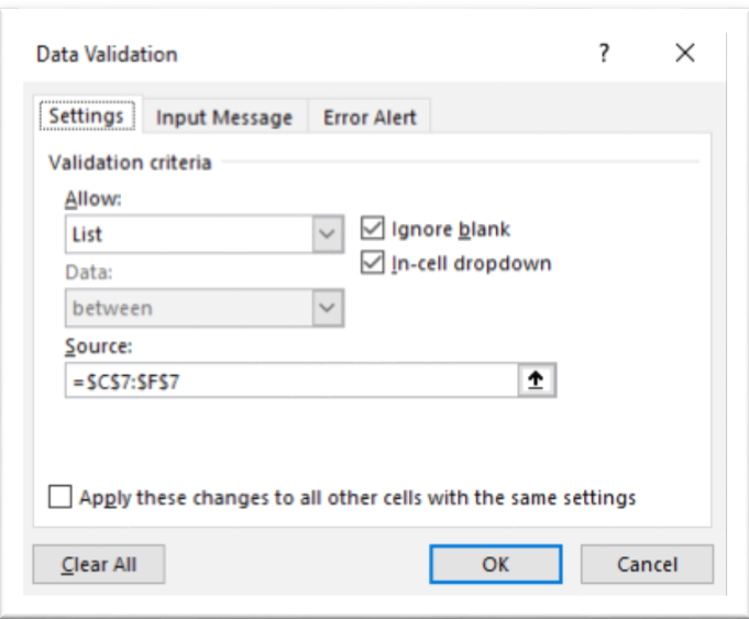 xlookup data validation settings