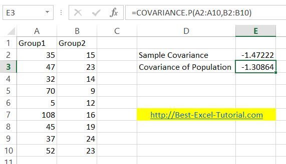 Excel Covariance Population