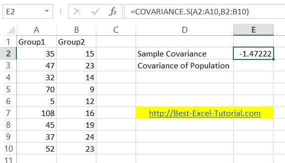 Excel Sample Covariance
