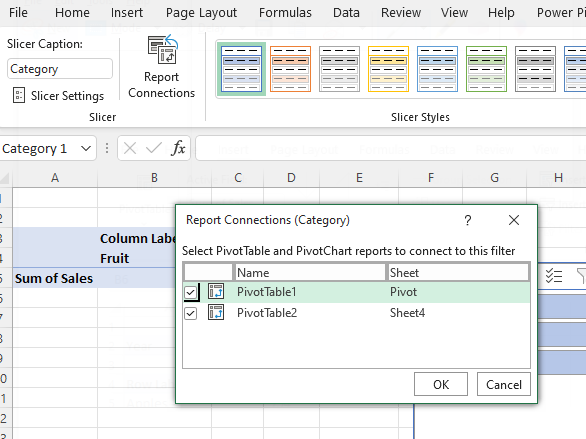 pivot table with slicer