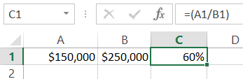 efficiency ratio in Excel
