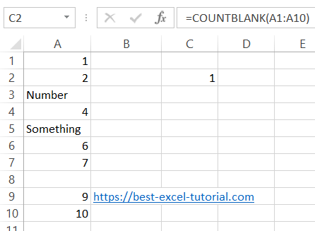 excel countblank function